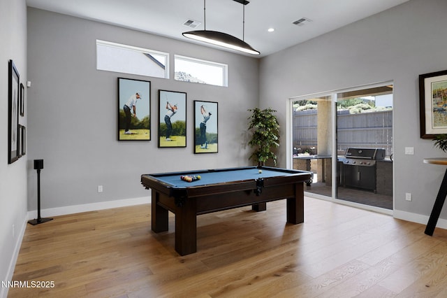 3060 Feathertop Dr, Reno, NV 89521 - recreation room with light wood-style flooring, baseboards, billiards, plenty of natural light, and recessed lighting