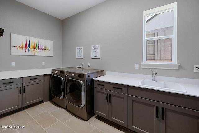 3060 Feathertop Dr, Reno, NV 89521 - laundry room featuring separate washer and dryer, cabinet space, and light tile patterned flooring