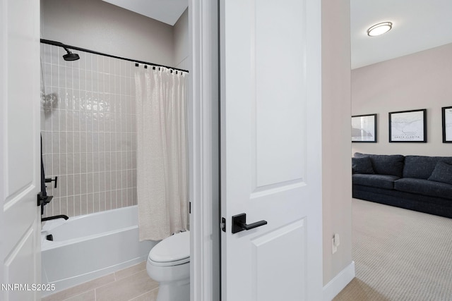 3060 Feathertop Dr, Reno, NV 89521 - full bathroom featuring toilet, shower / tub combo with curtain, and tile patterned flooring