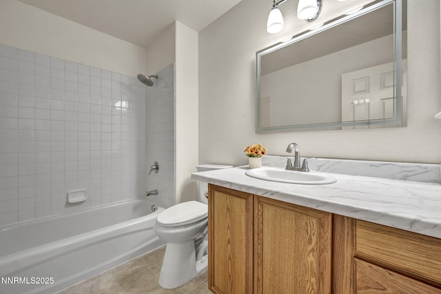 1458 Rosy Finch Dr, Sparks, NV 89441 - full bathroom featuring vanity, toilet, shower / bath combination, and tile patterned floors