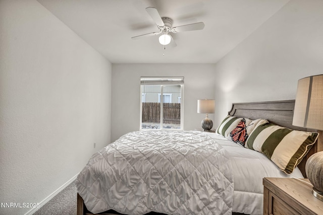 1458 Rosy Finch Dr, Sparks, NV 89441 - carpeted bedroom with baseboards, a ceiling fan, and access to outside