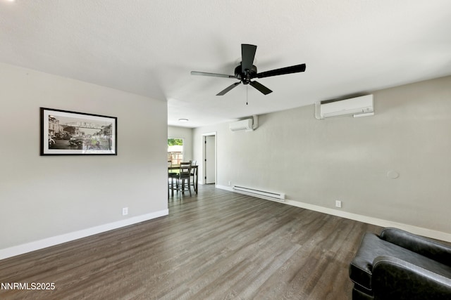 495 Margrave Dr, Reno, NV 89502 - living area with a baseboard heating unit, a wall mounted air conditioner, wood finished floors, and baseboards