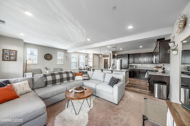 1845 Sea Horse Rd Unit C, Reno, NV 89521 - living area with recessed lighting, a chandelier, and light carpet