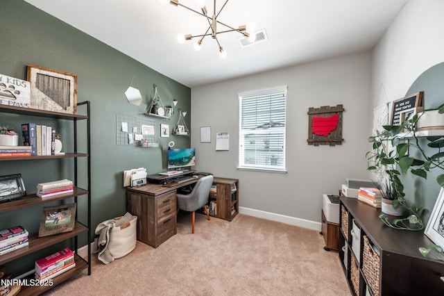 1845 Sea Horse Rd Unit C, Reno, NV 89521 - office space featuring a chandelier, carpet floors, and baseboards