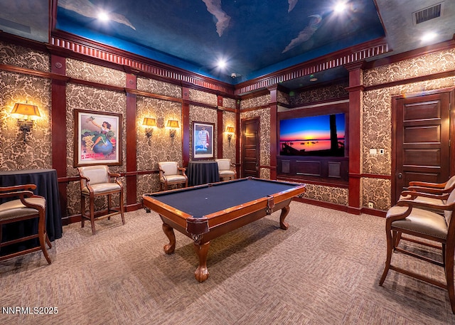 900 S Meadows Pkwy Unit 3922, Reno, NV 89521 - rec room featuring wallpapered walls, billiards, and carpet flooring