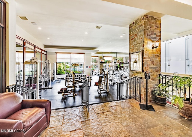 900 S Meadows Pkwy Unit 3922, Reno, NV 89521 - workout area with stone tile flooring and recessed lighting