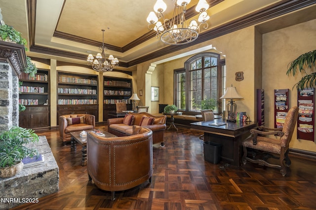 9900 Wilbur May Pkwy Unit 2406, Reno, NV 89521 - sitting room with crown molding, a chandelier, and a raised ceiling