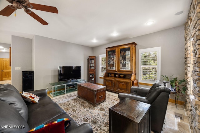 14501 Quail Rock Ct, Reno, NV 89511 - living area featuring ceiling fan and recessed lighting