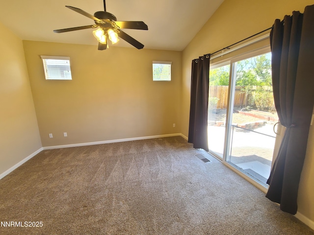 580 Boulder Peak Ct, Sparks, NV 89436 - carpeted spare room with ceiling fan, baseboards, and lofted ceiling