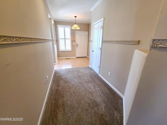 580 Boulder Peak Ct, Sparks, NV 89436 - hall with crown molding, carpet flooring, and baseboards