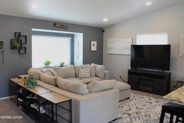 1311 Yellowjacket Ln, Gardnerville, NV 89460 - living area featuring light carpet and recessed lighting