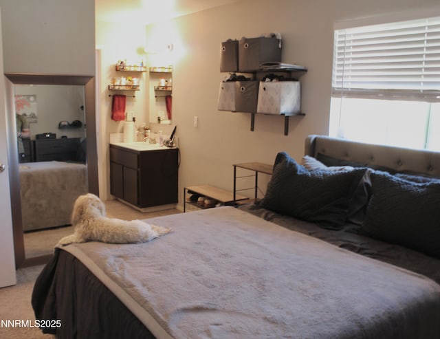 1311 Yellowjacket Ln, Gardnerville, NV 89460 - bedroom featuring light carpet and a sink