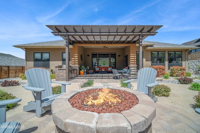 4069 Whispering Pine Loop, Reno, NV 89519 - view of patio / terrace featuring an outdoor living space with a fire pit and a pergola