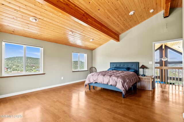 2140 Conestoga Rd, Reno, NV 89521 - bedroom with wood finished floors, wooden ceiling, and baseboards