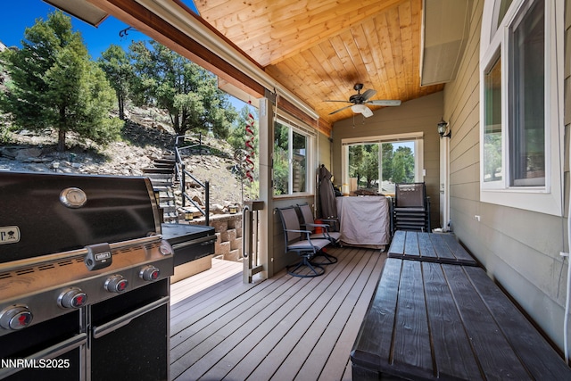 2140 Conestoga Rd, Reno, NV 89521 - deck with a ceiling fan and grilling area