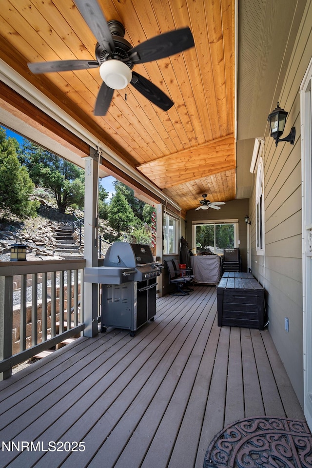 2140 Conestoga Rd, Reno, NV 89521 - deck featuring a ceiling fan and area for grilling