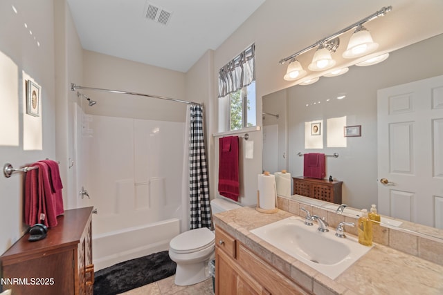 1184 Stephanie Way, Minden, NV 89423 - full bath featuring toilet, shower / tub combo, vanity, and tile patterned flooring