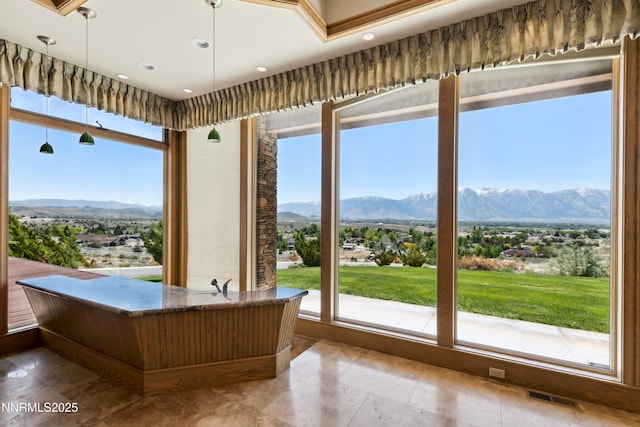 1103 Cortez Ln, Gardnerville, NV 89410 - office featuring a mountain view and recessed lighting