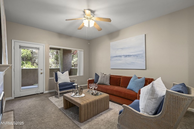 900 S Meadows Pkwy Unit 1223, Reno, NV 89521 - carpeted living area featuring a ceiling fan and baseboards