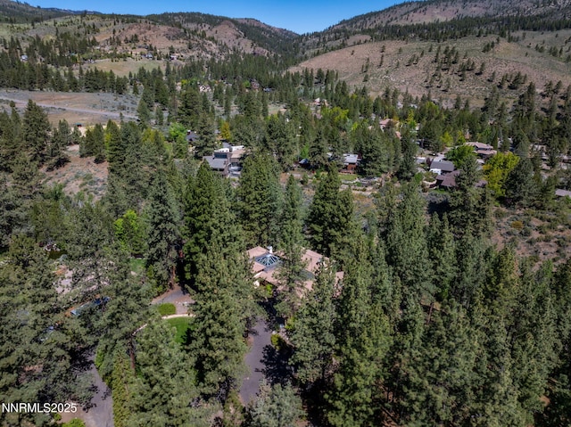 390 Sylvan Ct, Verdi, NV 89439 - aerial overview of property's location with a mountainous background and a heavily wooded area