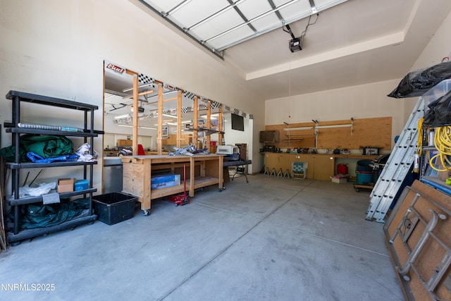 1745 Fir Tree Cir, Minden, NV 89423 - garage with a workshop area and a garage door opener