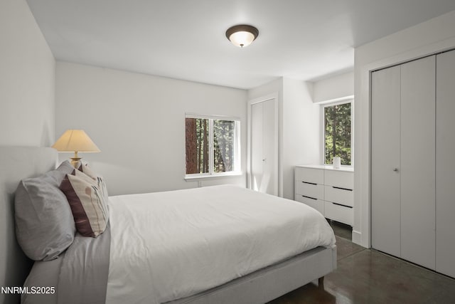 736 Kelly Dr, Incline Village, NV 89451 - bedroom featuring two closets and finished concrete flooring