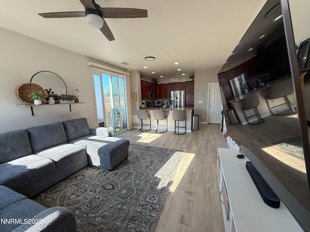 1201 Fonterra Way, Carson City, NV 89701 - living room with light wood-style flooring, ceiling fan, and recessed lighting