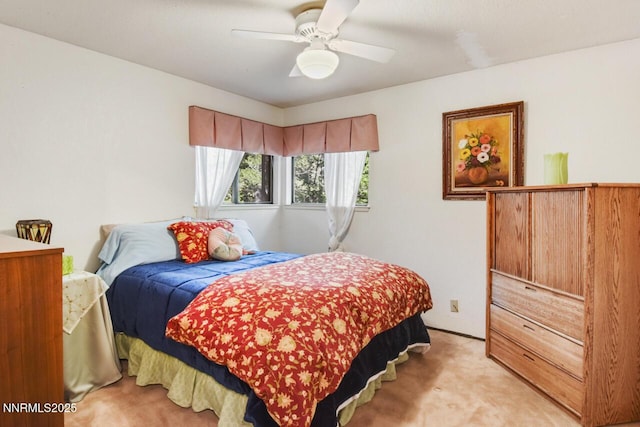 1724 Mohican Dr, South Lake Tahoe, CA 96150 - bedroom with light colored carpet and ceiling fan