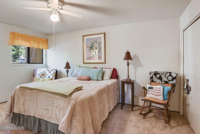 1724 Mohican Dr, South Lake Tahoe, CA 96150 - bedroom with light carpet and a ceiling fan