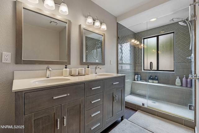 1626 Spring View Ct, Sparks, NV 89436 - bathroom featuring double vanity, a stall shower, and tile patterned floors