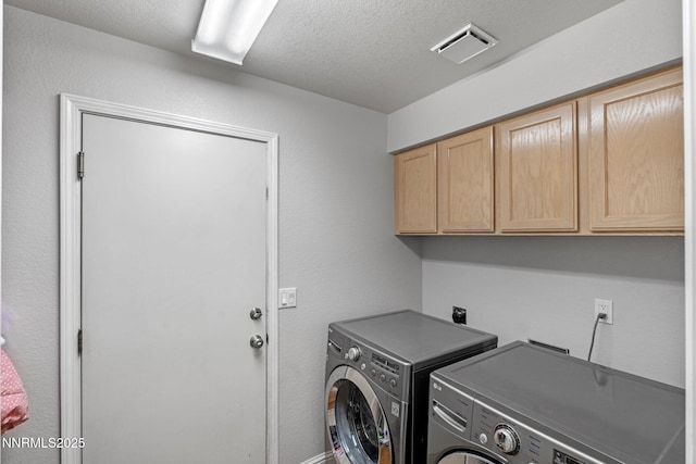 1626 Spring View Ct, Sparks, NV 89436 - laundry room featuring cabinet space, washing machine and dryer, and a textured ceiling