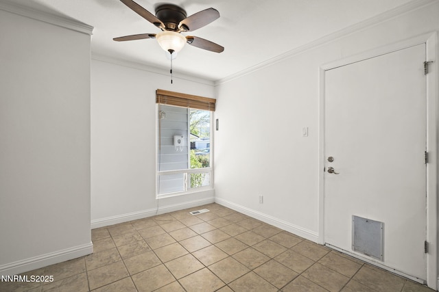 1420 Exeter Way, Reno, NV 89503 - unfurnished room featuring a ceiling fan, baseboards, crown molding, and light tile patterned flooring