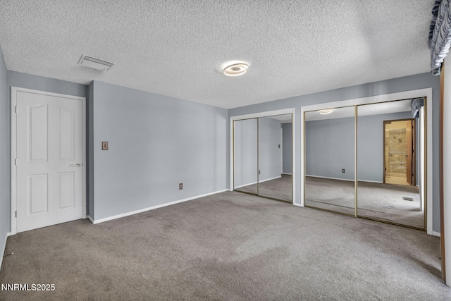 2480 Meadowbrook Ln, Carson City, NV 89701 - unfurnished bedroom with multiple closets, carpet floors, baseboards, and a textured ceiling