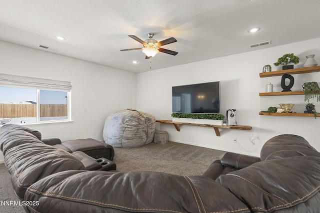 2266 Hayfield Ln, Fernley, NV 89408 - carpeted living area featuring ceiling fan, recessed lighting, and baseboards