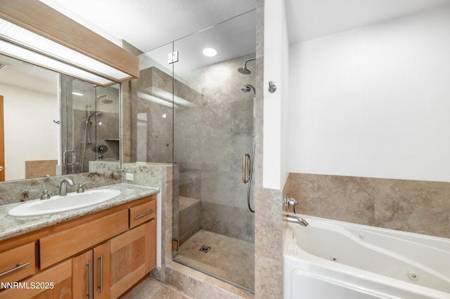 143 Granite Springs Dr, Stateline, NV 89449 - full bathroom with a whirlpool tub, a shower stall, and vanity