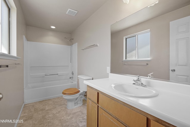546 Yellow Jacket Rd, Dayton, NV 89403 - bathroom with vanity, toilet, bathtub / shower combination, baseboards, and tile patterned floors