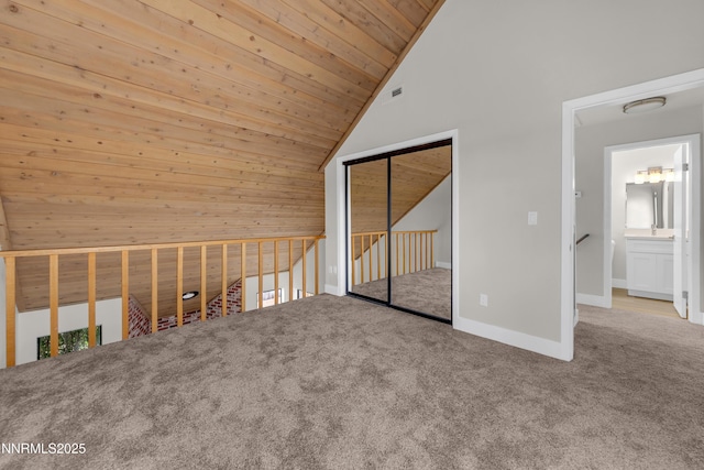 2501 Garfield Ct, Sparks, NV 89431 - carpeted spare room with lofted ceiling, wooden ceiling, and baseboards
