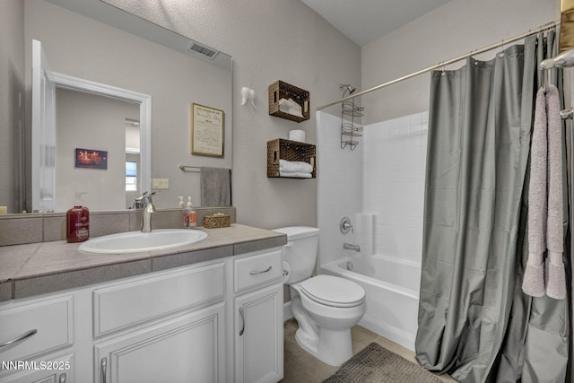 1940 Dark Horse Rd Unit C, Reno, NV 89521 - bathroom with vanity, toilet, shower / bath combo with shower curtain, and tile patterned floors