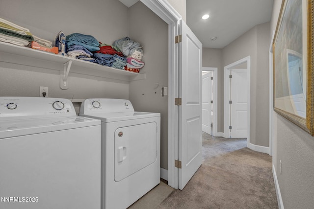 1940 Dark Horse Rd Unit C, Reno, NV 89521 - washroom with washing machine and clothes dryer, light carpet, and baseboards