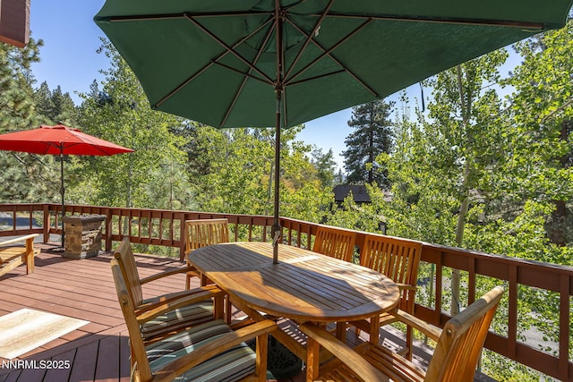 968 Pyrite Ct, Incline Village, NV 89451 - wooden deck with outdoor dining space
