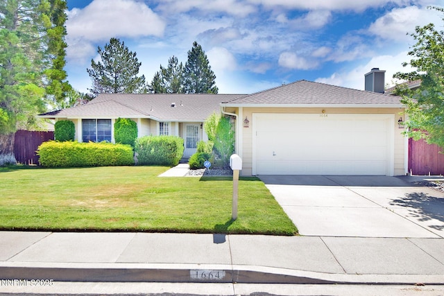 1664 Shadow Wood Rd, Reno, NV 89523 - ranch-style home featuring concrete driveway, an attached garage, and a chimney