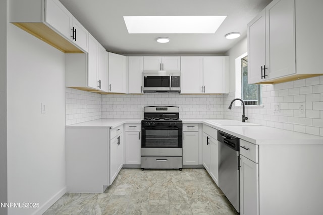 266 River Boat Rd, Dayton, NV 89403 - kitchen with stainless steel appliances, a sink, a skylight, and light countertops