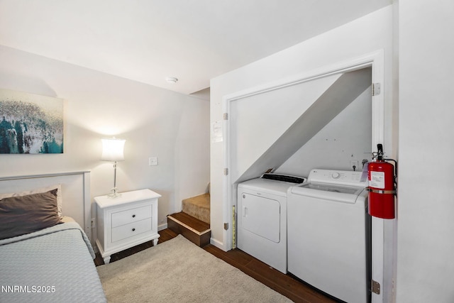 223 Ski Ct # B, Stateline, NV 89449 - laundry room with independent washer and dryer, dark wood-style floors, and baseboards