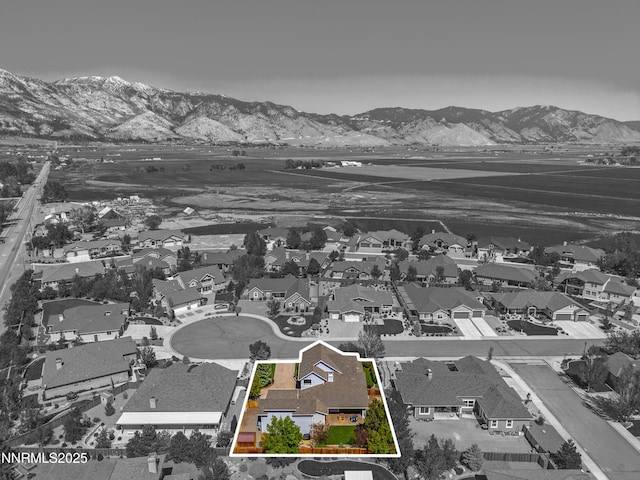 1011 Keystone Ct, Gardnerville, NV 89460 - aerial perspective of suburban area with a mountain backdrop and property boundaries highlighted