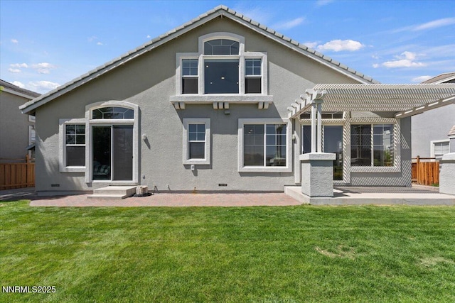 6740 Cinnamon Dr, Sparks, NV 89436 - rear view of house featuring a pergola, stucco siding, entry steps, and a patio