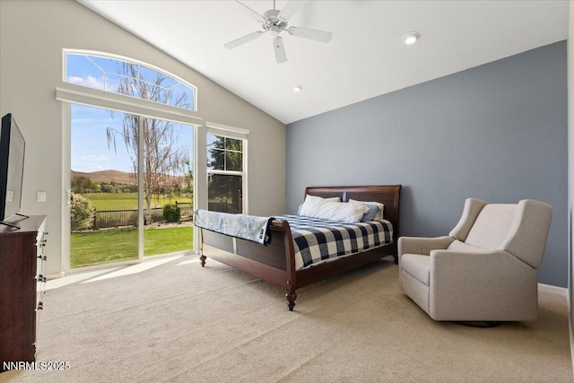 6740 Cinnamon Dr, Sparks, NV 89436 - carpeted bedroom featuring lofted ceiling and ceiling fan