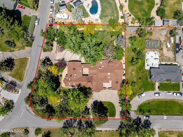 5101 Eldorado Dr, Reno, NV 89519 - aerial view of residential area with property boundaries highlighted and a pool