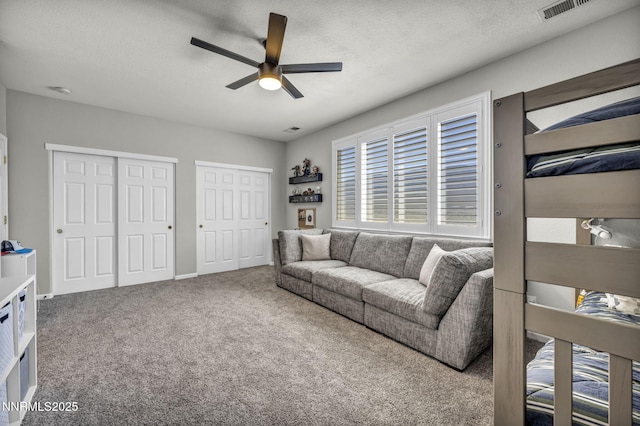 212 Portrush Ct, Dayton, NV 89403 - carpeted living room with ceiling fan and a textured ceiling