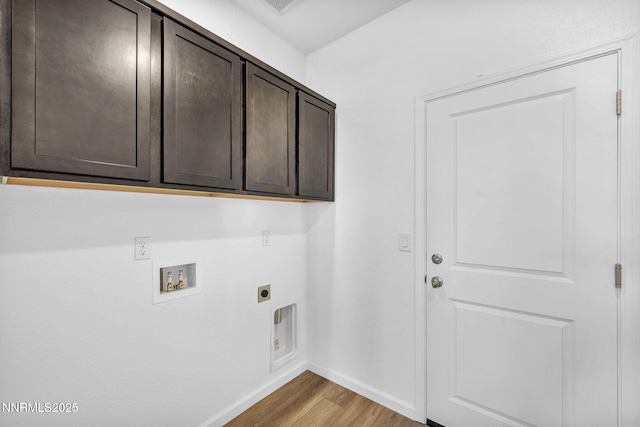 6776 Shell Ct Lot 51, Fernley, NV 89408 - washroom with baseboards, cabinet space, hookup for an electric dryer, light wood finished floors, and washer hookup