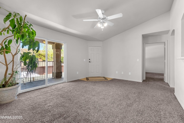 6850 Sharlands Ave Unit Ac2179, Reno, NV 89523 - spare room with lofted ceiling, carpet, a ceiling fan, and baseboards